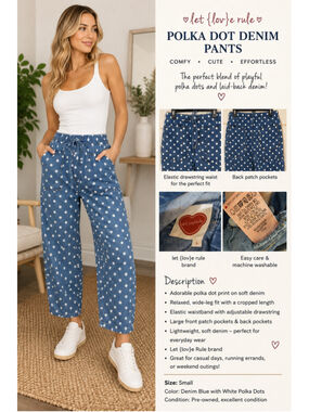 Lovely Polka Dot Denim Pants